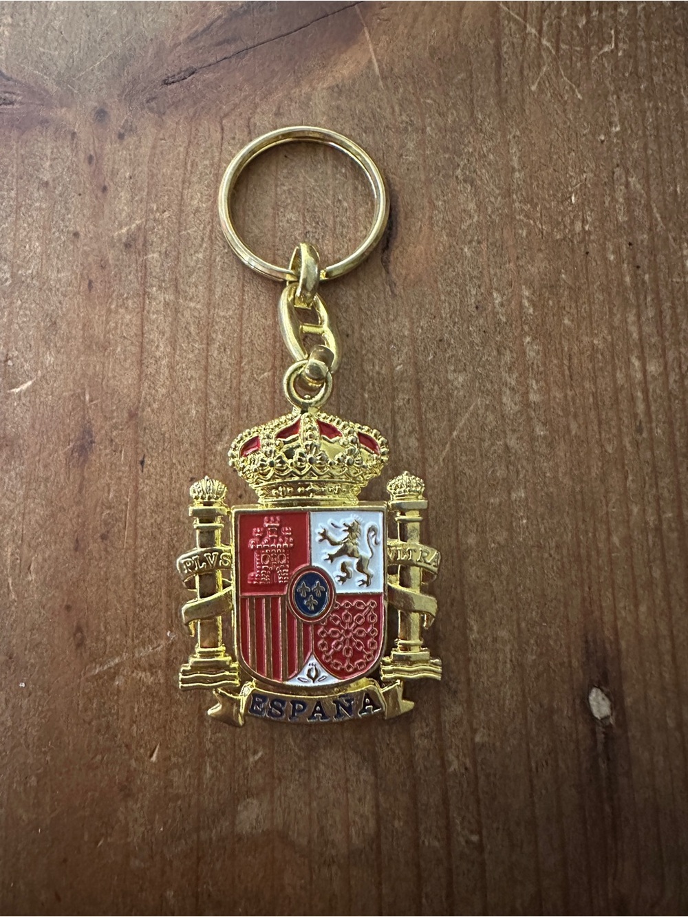 Gold-Tone España Coat of Arms Keychain - Red & Gold